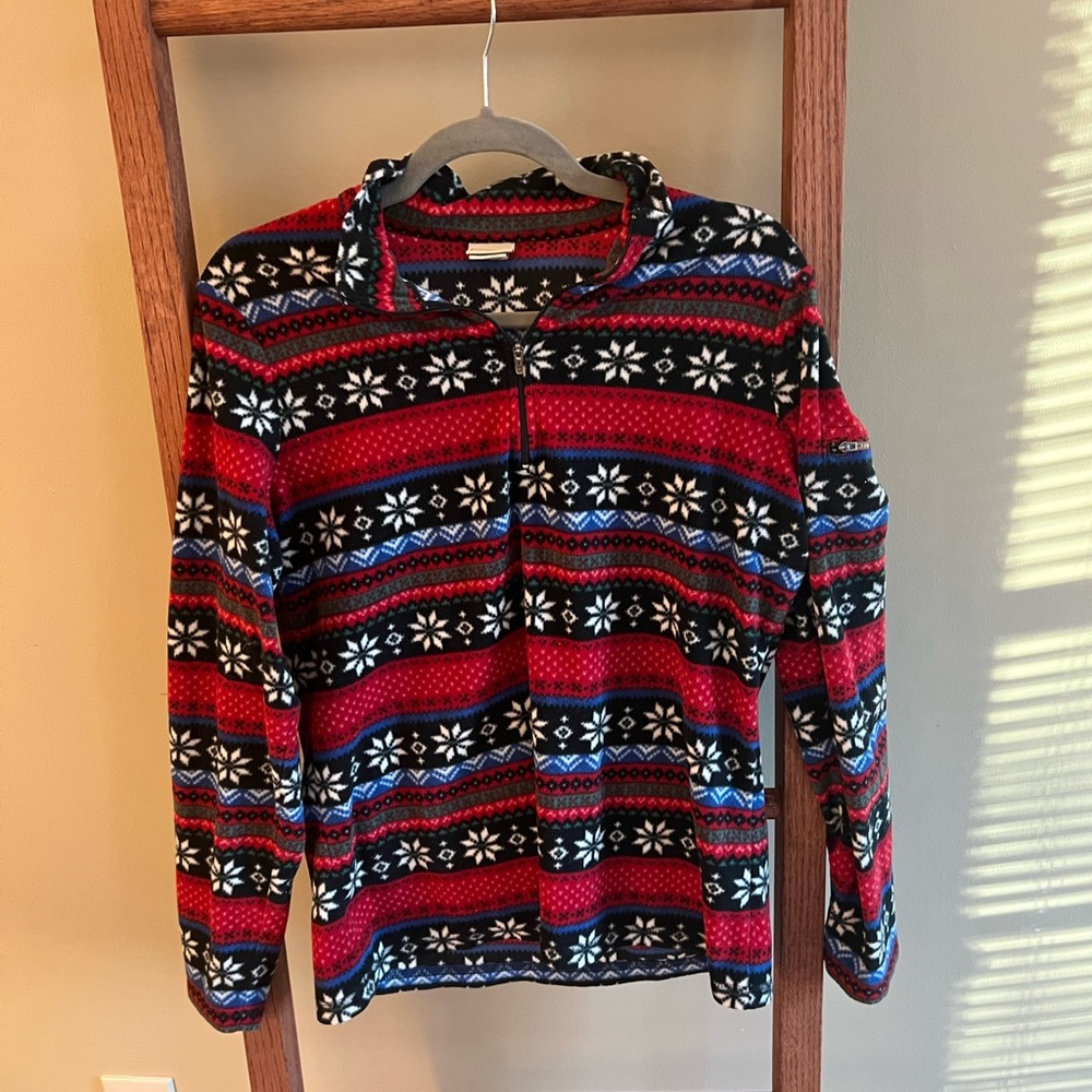 L.L. Bean Fair Isle Quarter Zip Fleece - Medium
